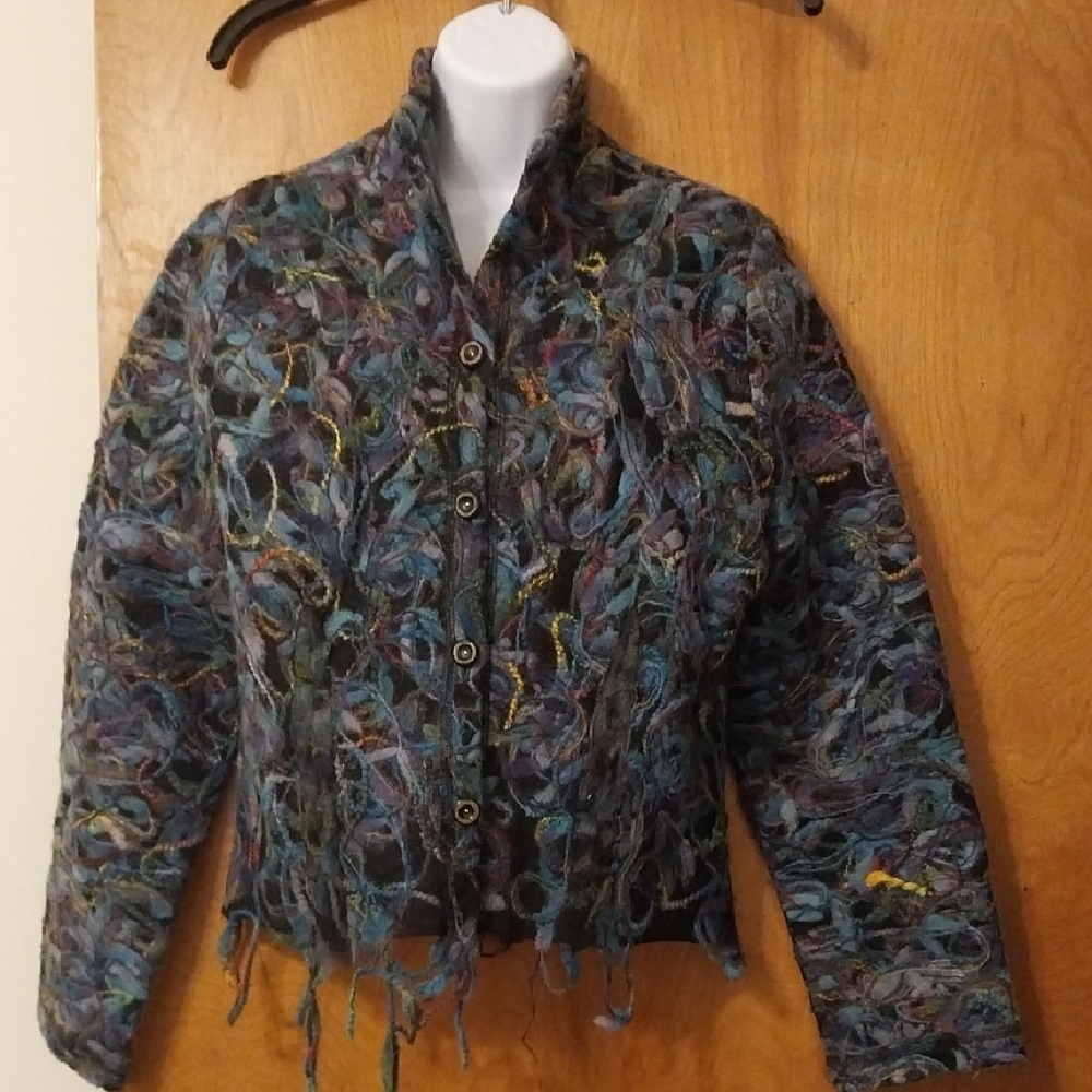 Canvasbacks Felted  Multicolor Textured Wool Jacket